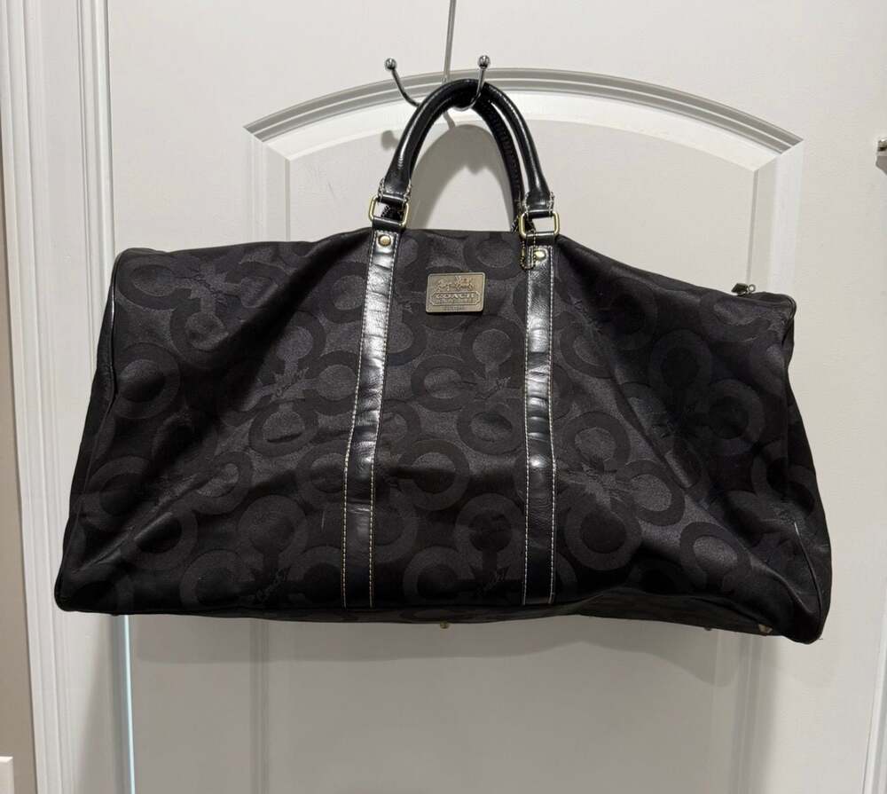 Vintage Optic Signature Jacquard Duffle Weekend Travel Bag